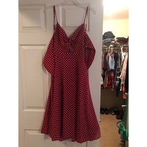 Red polka dot dress - ties middle of the back